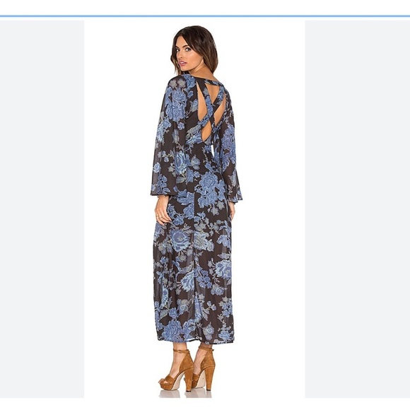 Free People Sheer Melrose Blue Floral Maxi Dress - Picture 7 of 7